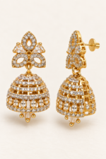 Nyveera Vanya Gold & Silver Tone CZ Jhumka Earrings - Image 7