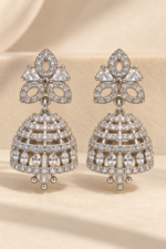 Nyveera Vanya Gold & Silver Tone CZ Jhumka Earrings - Image 5