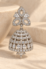 Nyveera Vanya Gold & Silver Tone CZ Jhumka Earrings - Image 10
