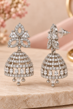 Nyveera Vanya Gold & Silver Tone CZ Jhumka Earrings - Image 12