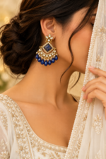 Nyveera Rajsi Sapphire Blue & Gold-Tone Chandelier Statement Earrings