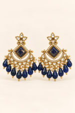Nyveera Rajsi Sapphire Blue & Gold-Tone Chandelier Statement Earrings - Image 2