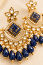 Nyveera Rajsi Sapphire Blue & Gold-Tone Chandelier Statement Earrings - Image 4