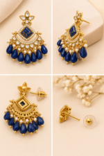Nyveera Rajsi Sapphire Blue & Gold-Tone Chandelier Statement Earrings - Image 5