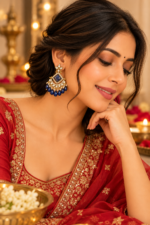 Nyveera Rajsi Sapphire Blue & Gold-Tone Chandelier Statement Earrings - Image 6