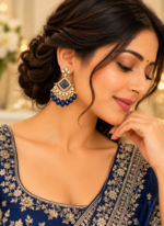 Nyveera Rajsi Sapphire Blue & Gold-Tone Chandelier Statement Earrings - Image 8