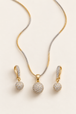 Nyveera Petal Eclat Crystal Bloom Two-Tone Ball Pendant Necklace Set - Image 7
