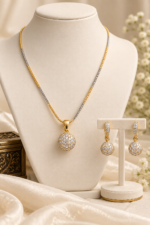 Nyveera Petal Eclat Crystal Bloom Two-Tone Ball Pendant Necklace Set - Image 8