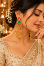 Nyveera Rajsi Kashmiri Chandelier Statement Earrings - Image 10