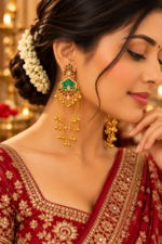 Nyveera Rajsi Kashmiri Chandelier Statement Earrings - Image 6