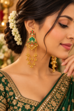 Nyveera Rajsi Kashmiri Chandelier Statement Earrings - Image 5