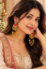 Nyveera Rajsi Kashmiri Chandelier Statement Earrings - Image 11