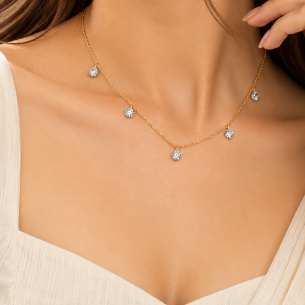 Nyveera Elan Gold-Tone CZ Drop Charm Demi-Fine Necklace