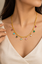 Nyveera Elan Multicolour Gemstone Charm Chain Necklace - Image 4