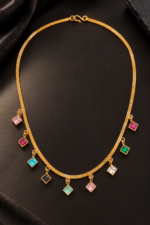 Nyveera Elan Multicolour Gemstone Charm Chain Necklace - Image 7