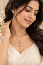 Nyveera Elan Silver-Tone Teardrop Crystal Pendant Necklace - Image 5
