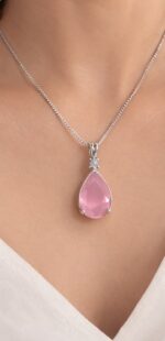 Nyveera Elan Silver-Tone Teardrop Crystal Pendant Necklace - Image 8