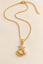 Nyveera Elan Starfish Seashell Pearl Anti-Tarnish Pendant Necklace - Image 3