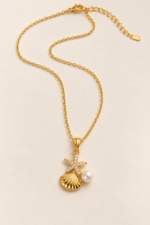 Nyveera Elan Starfish Seashell Pearl Anti-Tarnish Pendant Necklace - Image 6