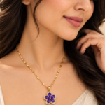 Nyveera Petal Eclat Amethyst Purple Floral Pendant Necklace