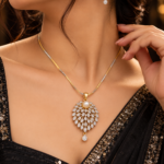 Nyveera Petal Eclat Pearl Bloom CZ Statement Necklace Set