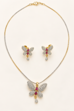 Nyveera Petal Eclat Ruby Butterfly CZ Necklace & Earrings Set - Image 8