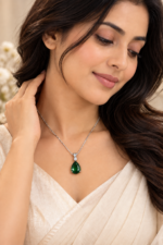 Nyveera Elan Silver-Tone Teardrop Crystal Pendant Necklace - Image 3