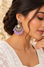 Nyveera Rajsi Lavender Lilac Chandelier Statement Earrings