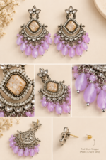 Nyveera Rajsi Lavender Lilac Chandelier Statement Earrings - Image 4