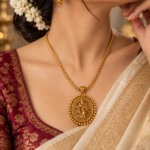 Nyveera Rajsi Krishna Medallion Temple Necklace & Earrings Set