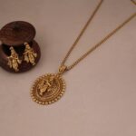 Nyveera Rajsi Krishna Medallion Temple Necklace & Earrings Set - Image 8