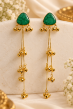 Nyveera Rajsi Kashmiri Triangular Ghoongru Long Drop Earrings - Image 2