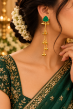 Nyveera Rajsi Kashmiri Triangular Ghoongru Long Drop Earrings - Image 3