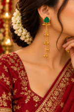 Nyveera Rajsi Kashmiri Triangular Ghoongru Long Drop Earrings - Image 5