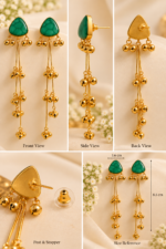 Nyveera Rajsi Kashmiri Triangular Ghoongru Long Drop Earrings - Image 6