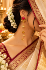 Nyveera Rajsi Kashmiri Triangular Ghoongru Long Drop Earrings - Image 9