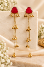 Nyveera Rajsi Kashmiri Triangular Ghoongru Long Drop Earrings - Image 10
