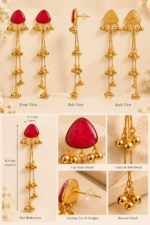 Nyveera Rajsi Kashmiri Triangular Ghoongru Long Drop Earrings - Image 11