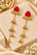 Nyveera Rajsi Kashmiri Triangular Ghoongru Long Drop Earrings - Image 12
