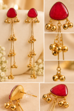 Nyveera Rajsi Kashmiri Triangular Ghoongru Long Drop Earrings - Image 13